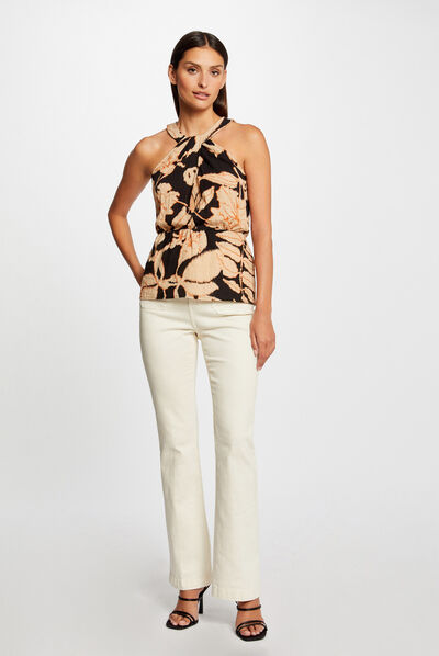 Sleeveless blouse with vegetal print multico ladies'
