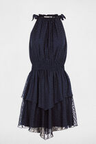 Sheer dress with thin straps navy blue women