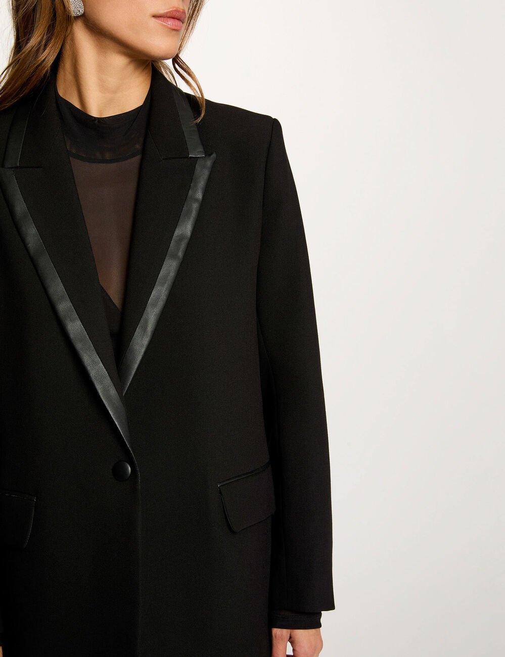 Tailored collar blazer black women