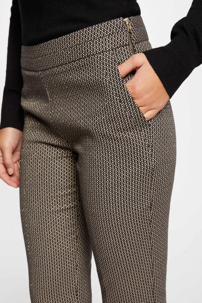 Cigarette trousers geometric print black ladies'