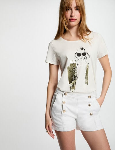Denim shorts with buttons white women