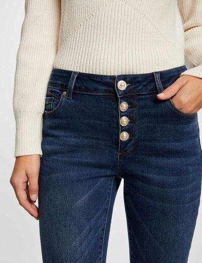 Buttoned skinny jeans stone denim ladies'