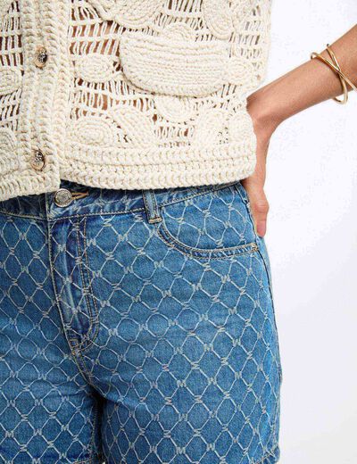 High waist denim shorts stone wash denim women