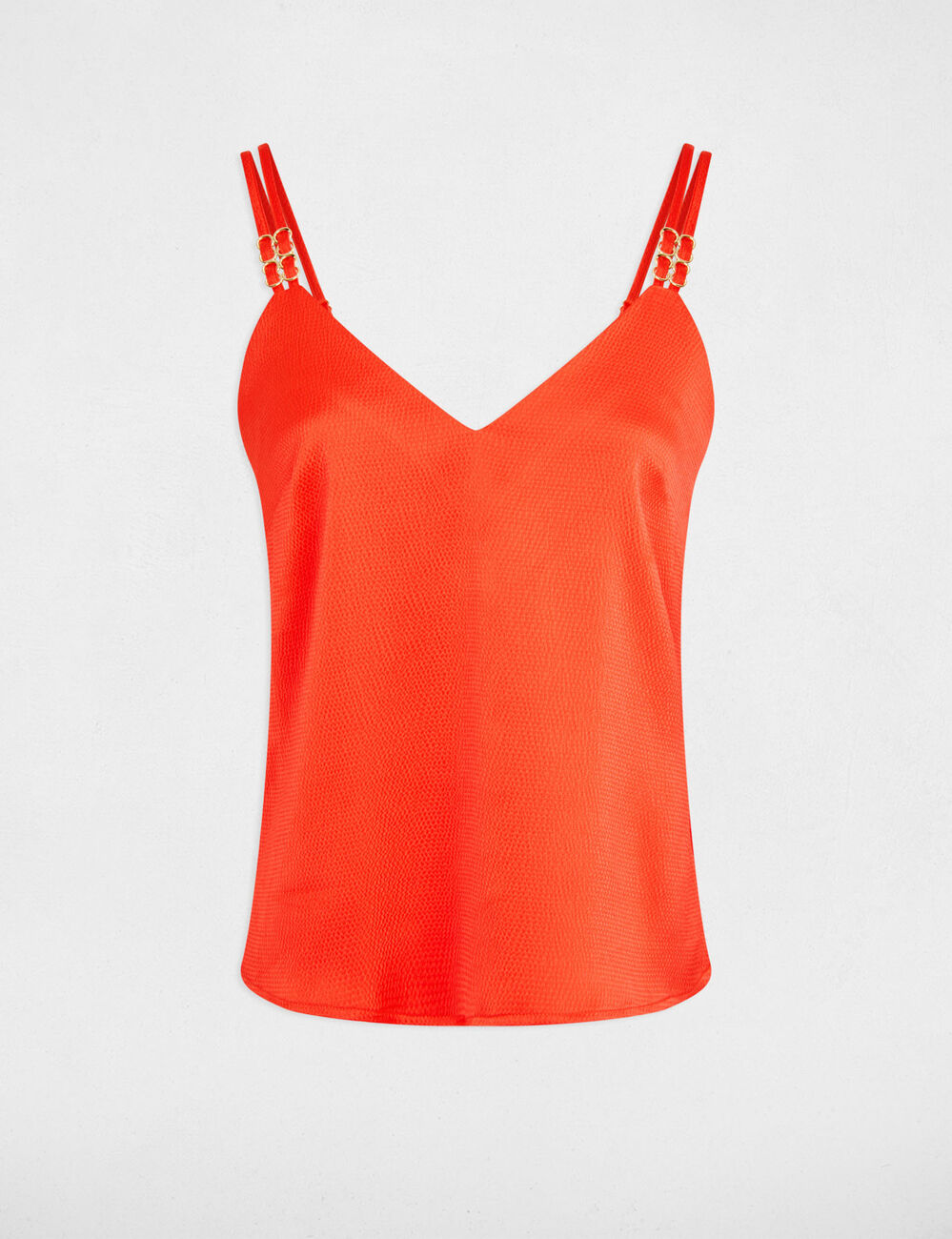 Satin top with straps bright red women