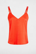 Satin top with straps bright red women