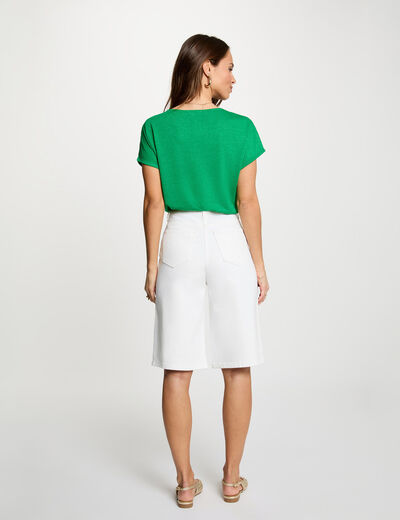 V-neck short-sleeve t-shirt meadow green women