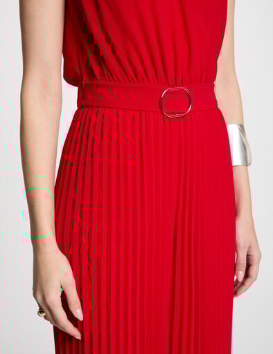 Combinaison ample à jambes plissées rouge femme