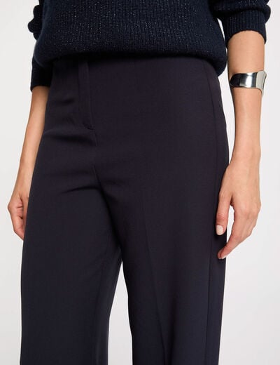Straight trousers with darts navy blue women