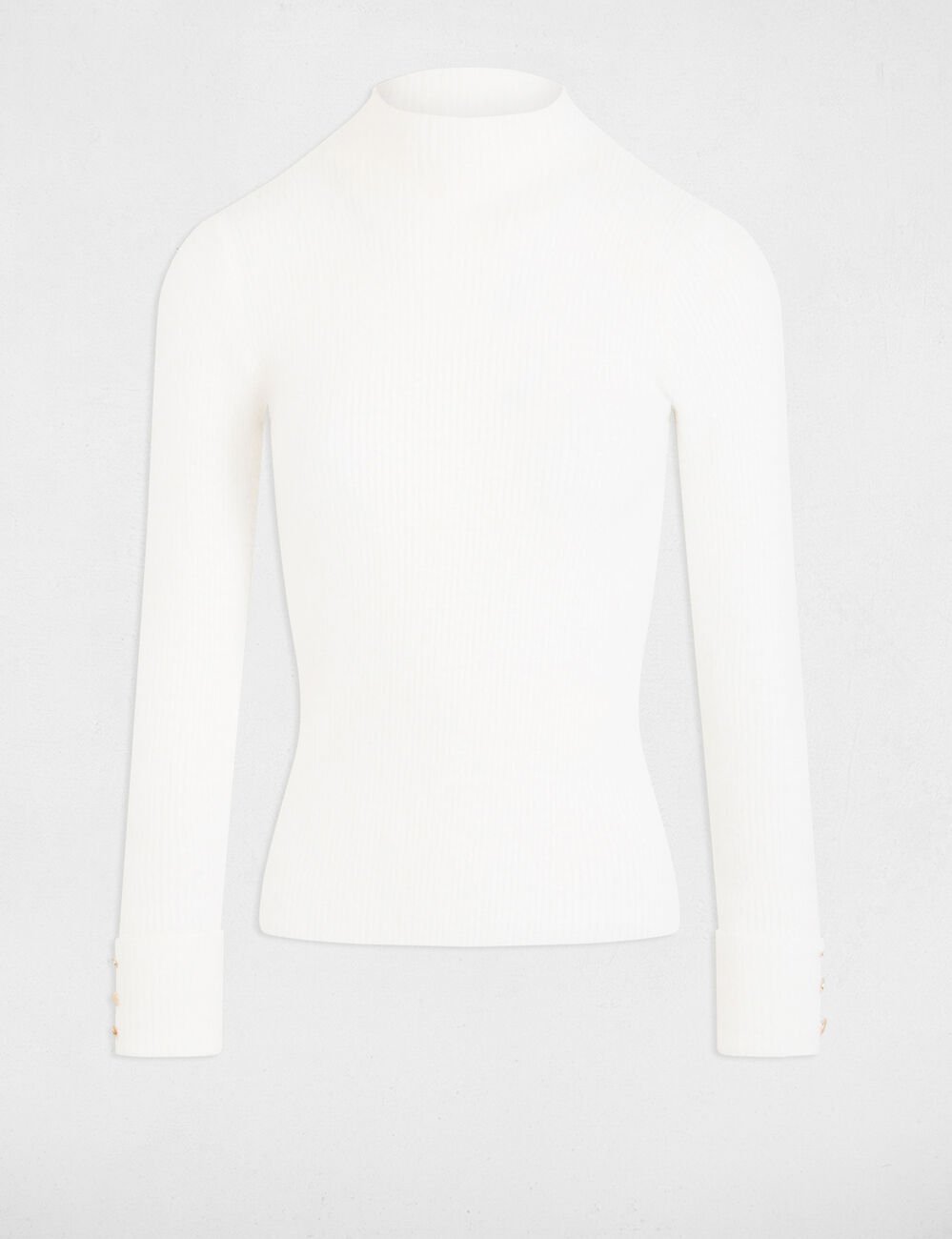 Pull manches longues maille duveteuse ivoire femme