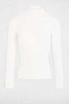 Pull manches longues maille duveteuse ivoire femme