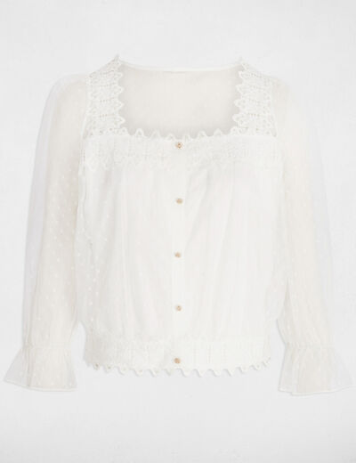 3/4-length sleeved t-shirt white women
