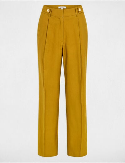 Peg trousers with darts khaki green women
