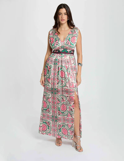 Fitted long dress multicolor women