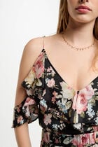 Printed top with ruffles multicolor women