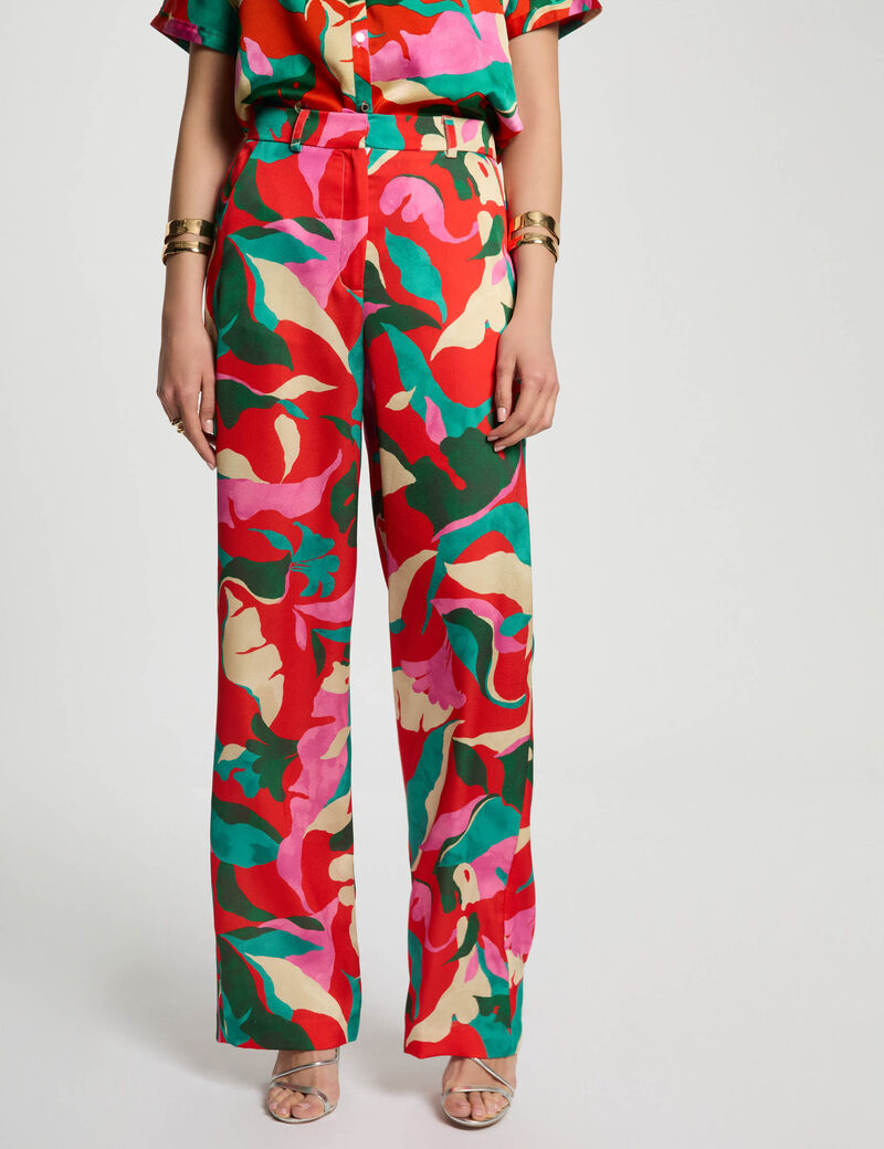 Printed straight trousers multicolor women