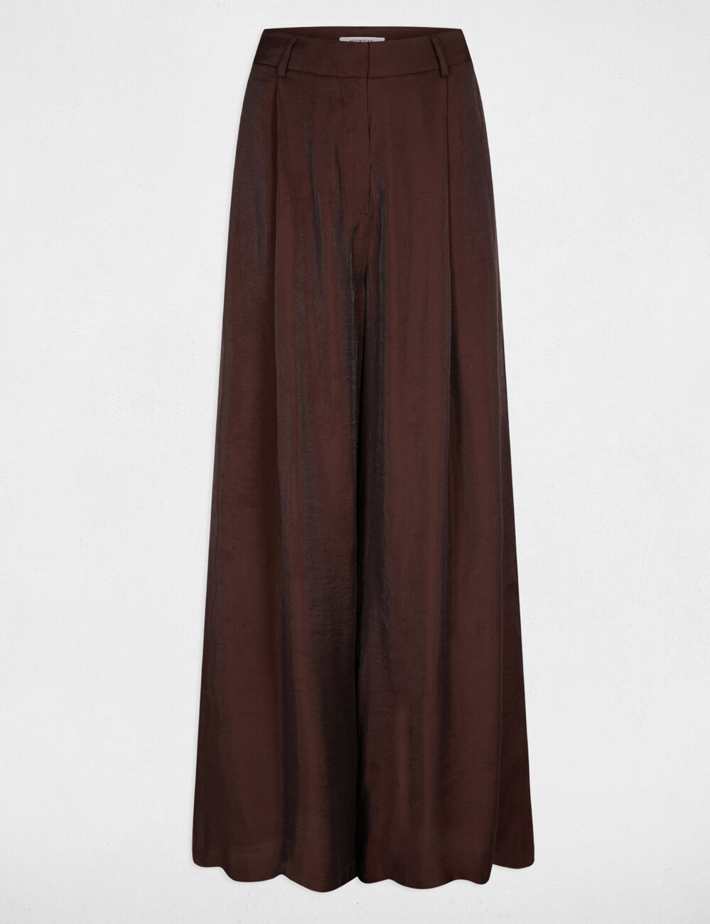 Wide-leg high-waisted trousers dark brown women