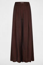 Wide-leg high-waisted trousers dark brown women