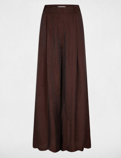 Wide-leg high-waisted trousers dark brown women