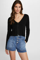 Long-sleeved cardigan V-neck black women