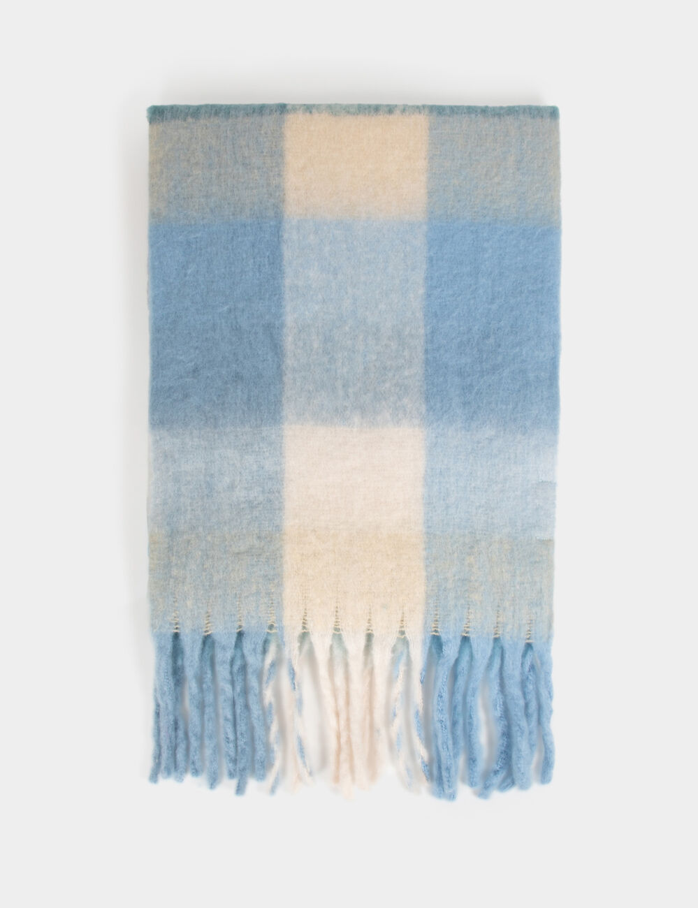 Check print scarf blue women