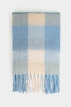 Check print scarf blue women