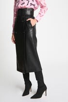 Jupe longue simili cuir noir femme