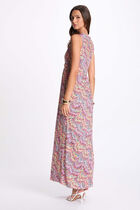 Robe longue droite imprimée multicolore femme
