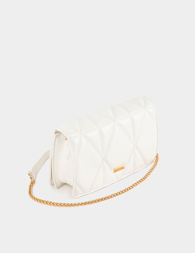 Quilted clutch bag with strap white ladies'