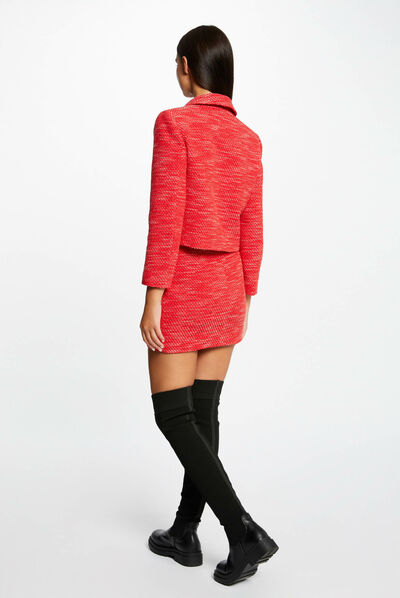 Straight mini skirt red ladies'