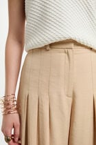 Wide leg trousers with darts cream women