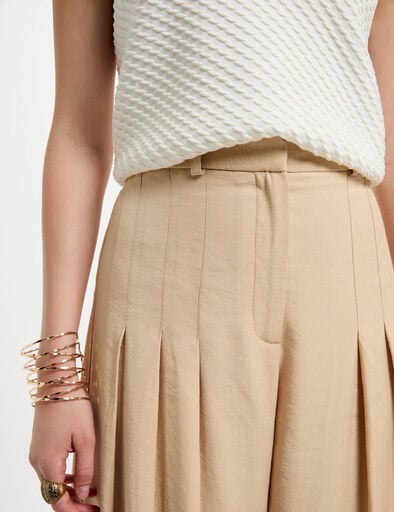Wide leg trousers with darts cream women