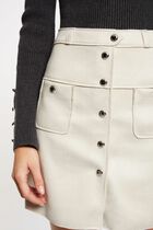 Straight short suede skirt ecru women