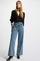 Long-sleeved shirt with pleats black women