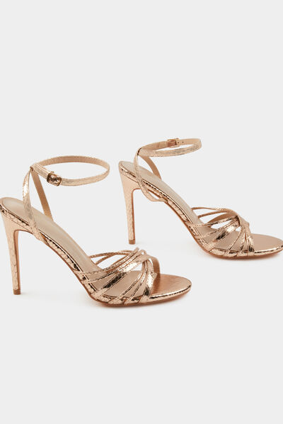 Stiletto sandals with straps pink ladies'