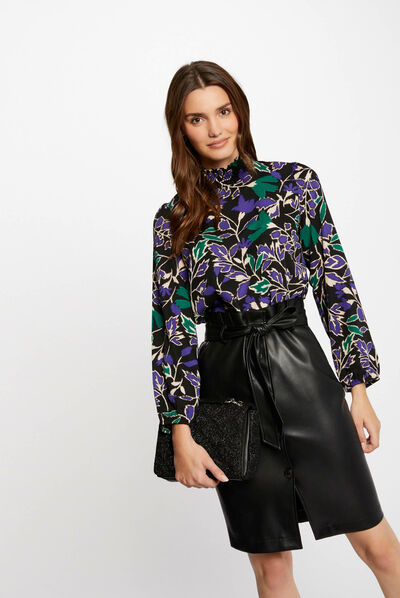 Long-sleeved blouse with vegetal print multico ladies'
