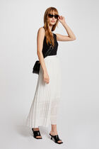 Maxi pleated A-line skirt ivory women