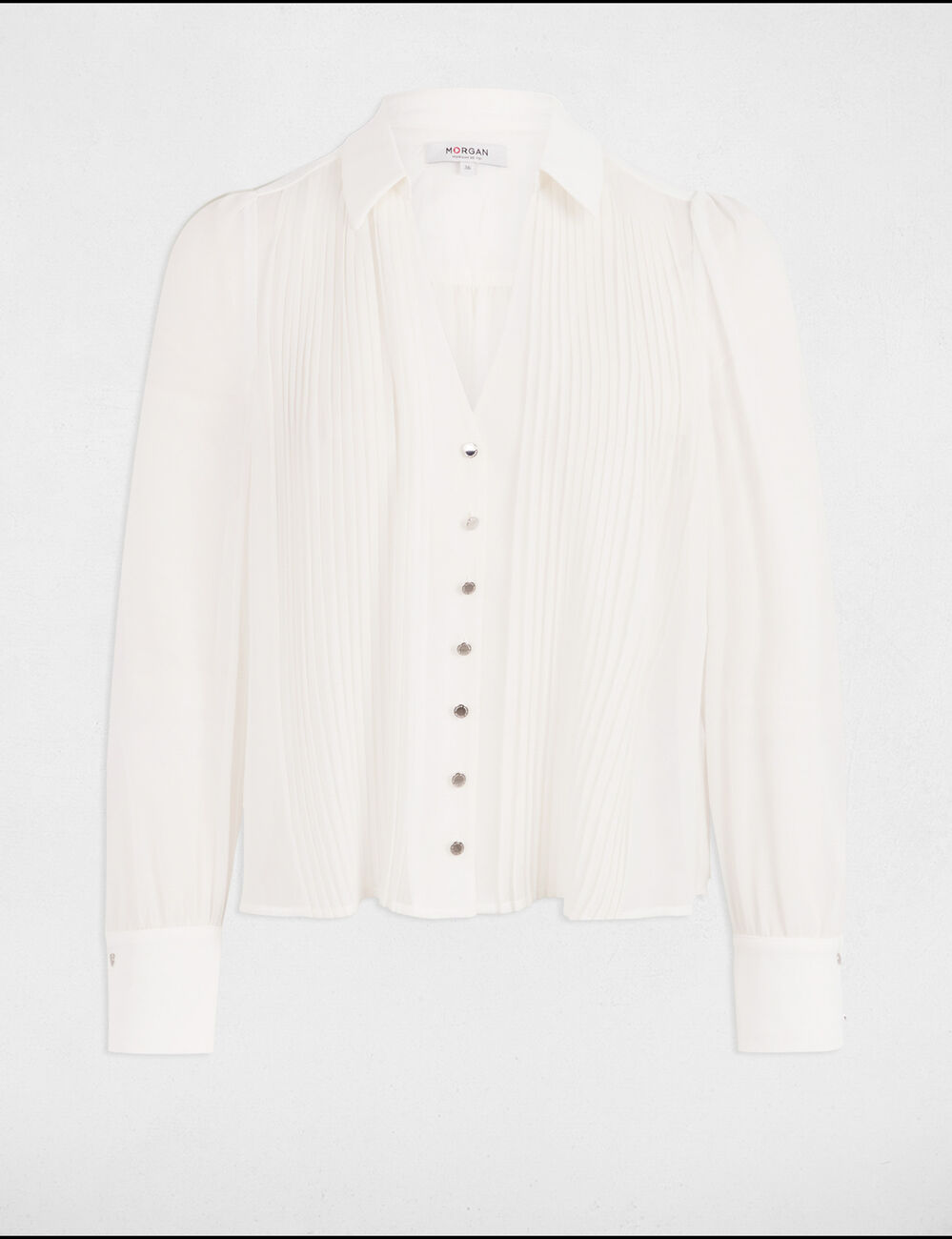 Long-sleeved shirt with pleats white women