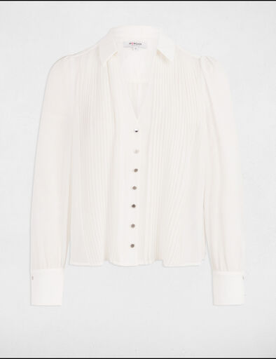 Long-sleeved shirt with pleats white women