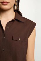 Sleeveless blouse dark brown women