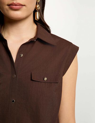 Sleeveless blouse dark brown women