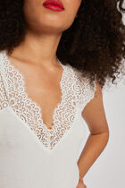 Vest top with wide straps and lace ivory women