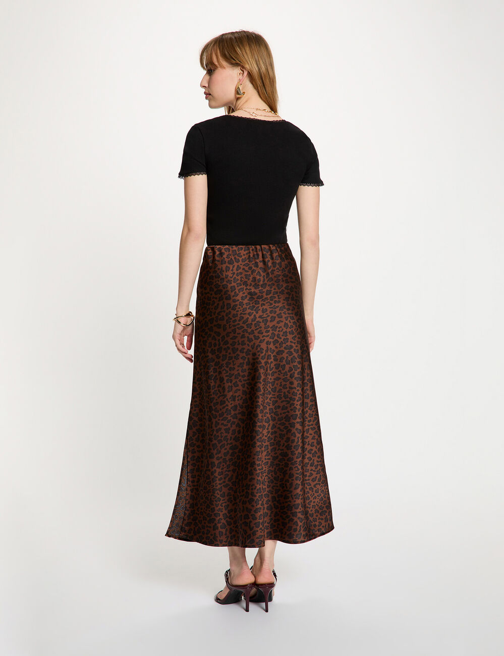 Satin long skirt multicolor women