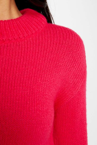 Long-sleeved jumper with high collar medium pink ladies'