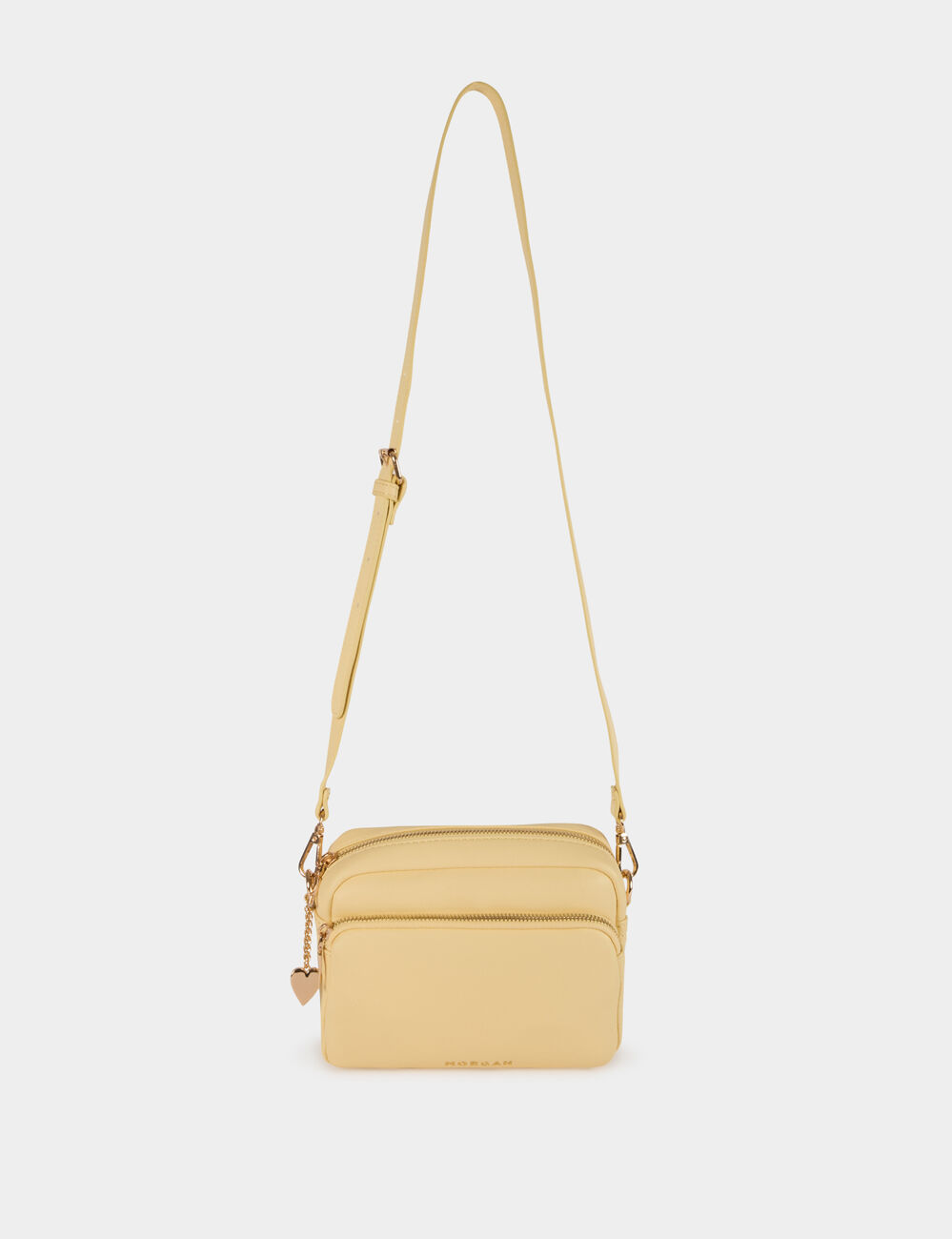 Crossbody faux leather bag pastel yellow women