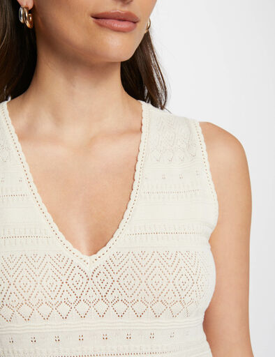 top maille col en v ivoire femme Top maille col en V ivoire femme