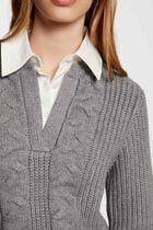 Jumper with shirt collar mid-grey women