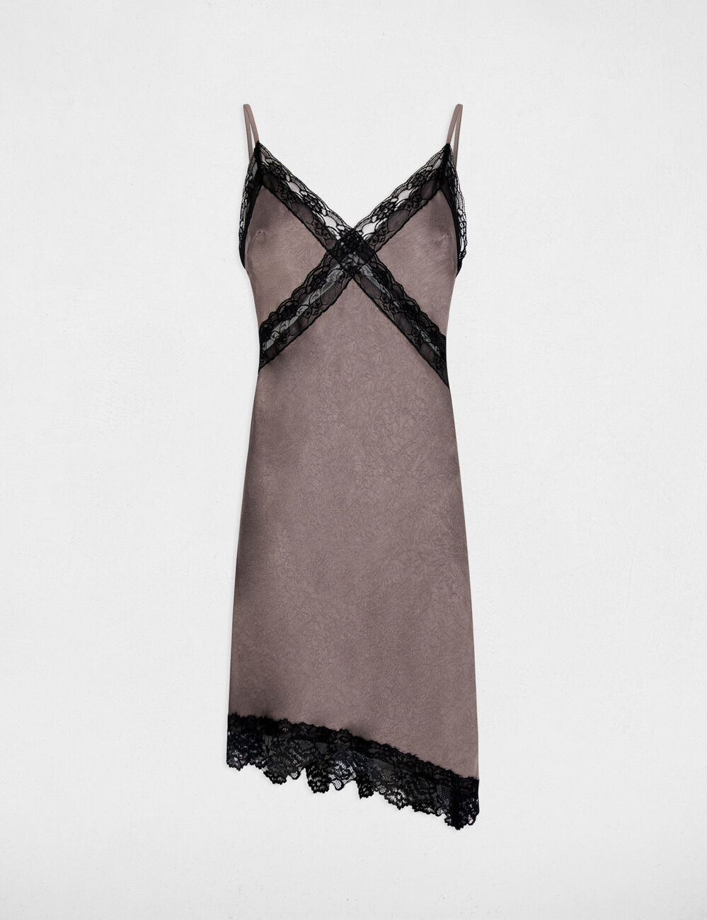Asymmetric satin dress taupe women