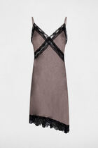 Asymmetric satin dress taupe women