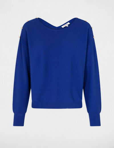 Long-sleeved jumper with open back electric blue ladies'