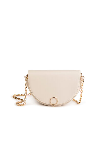 Half moon clutch bag beige ladies'
